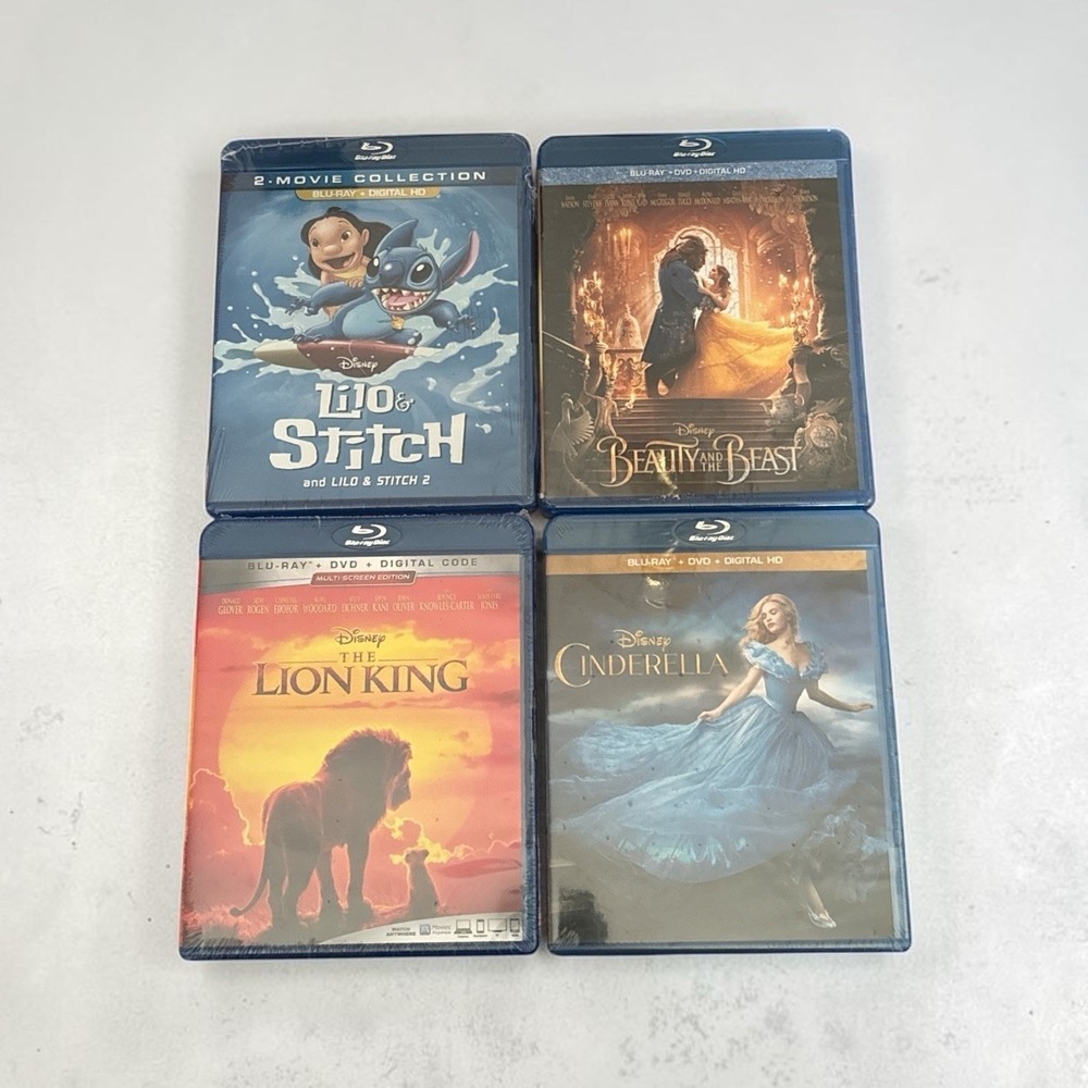 Lot of 4 Disney Blu Ray discs, Beauty and beast,Lilo,Cinderella,Lion King